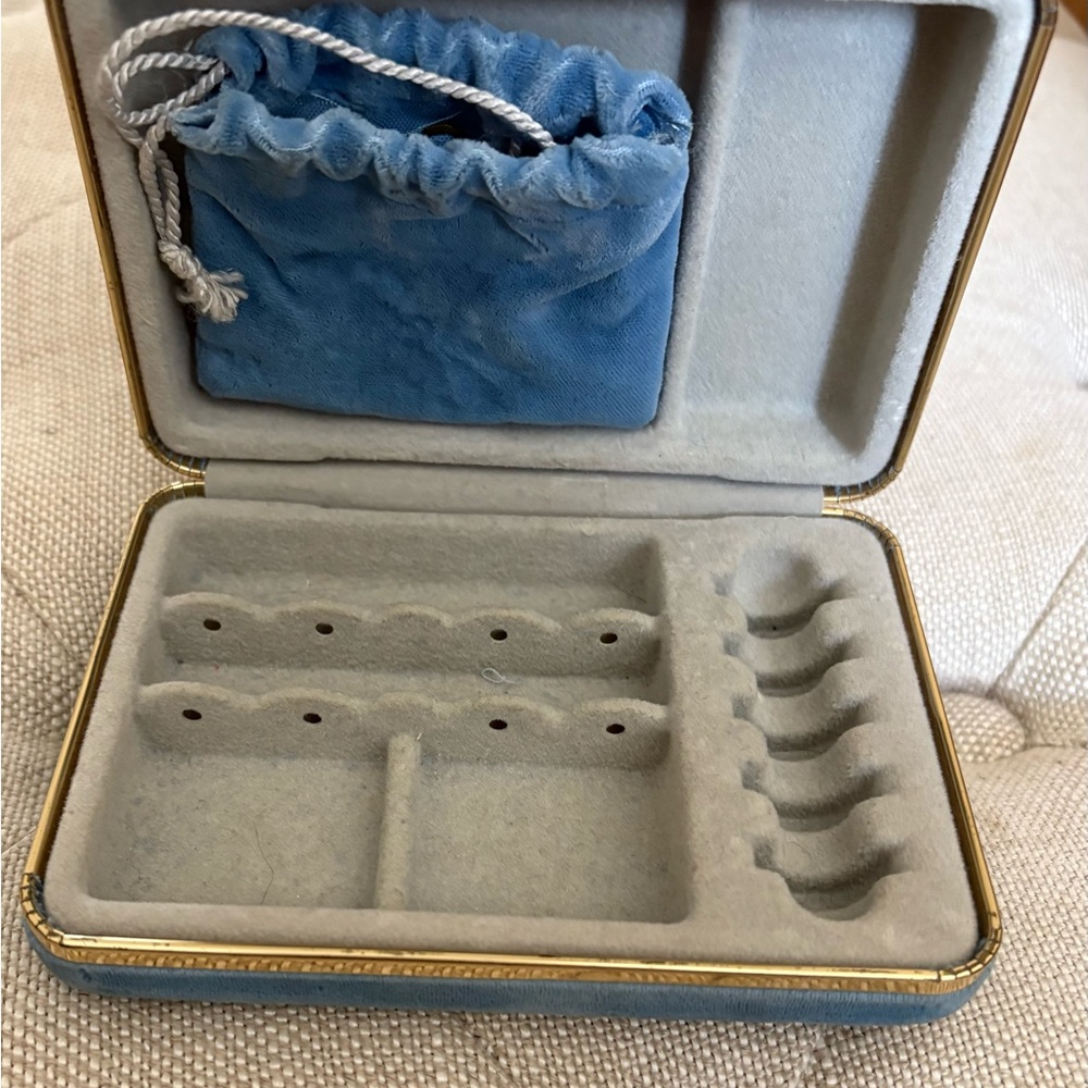 Blue Velvety Travel Jewelry Box